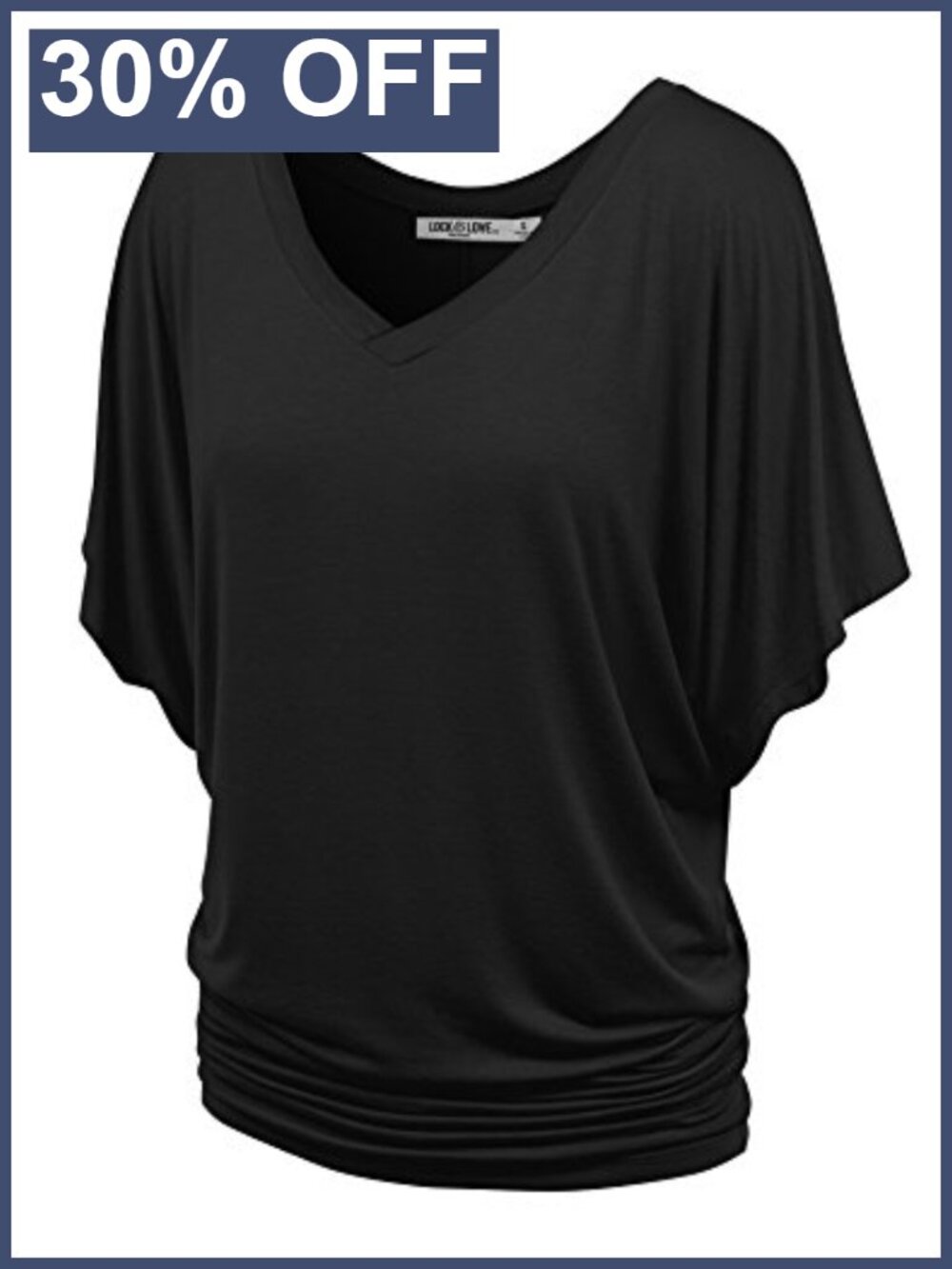 Lock and Love Womens Rayon Spandex Dolman Top Loose Fit Boat Neck V-Neck T-Shirt